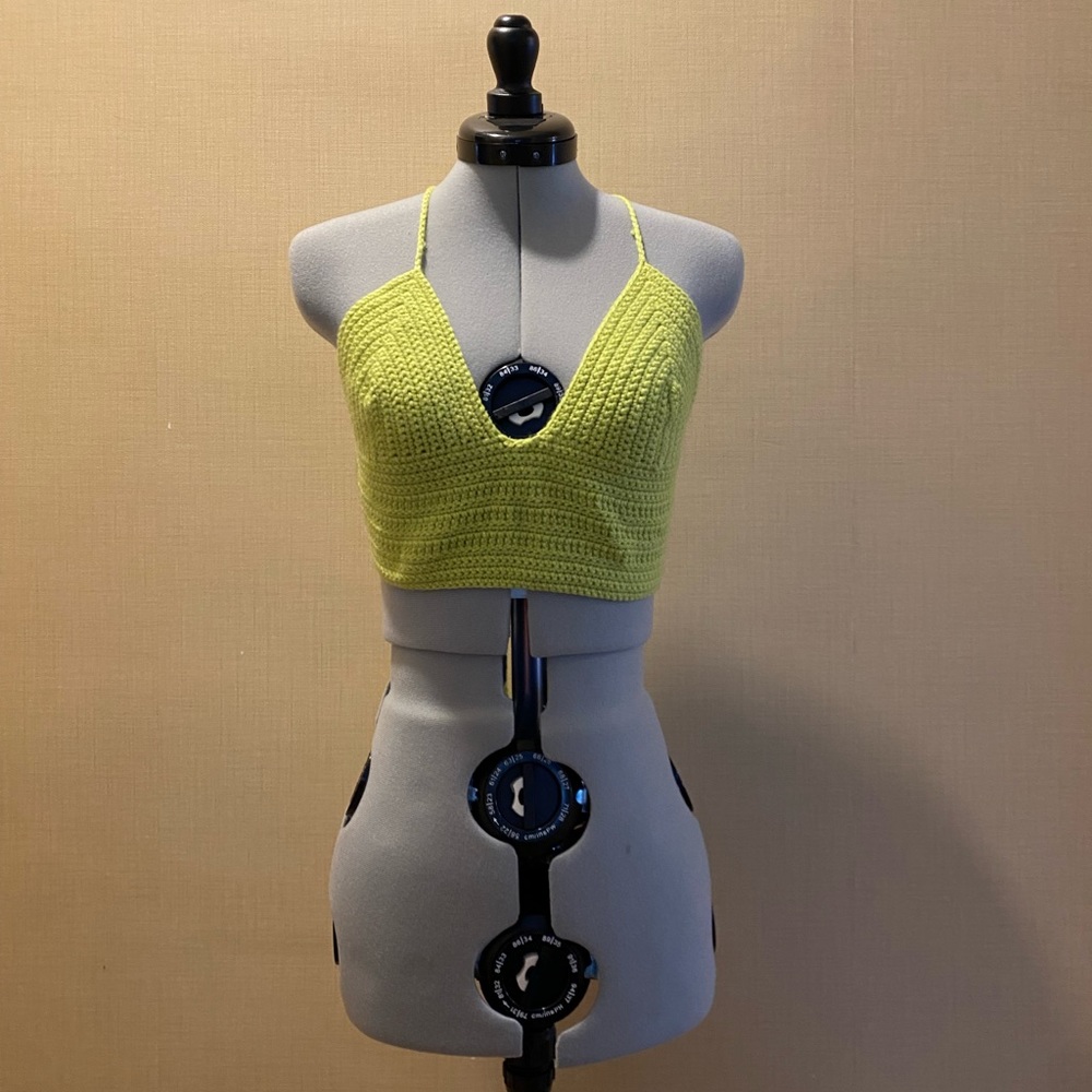 Handmade lime green crochet tank top. Adjustable small to medium.